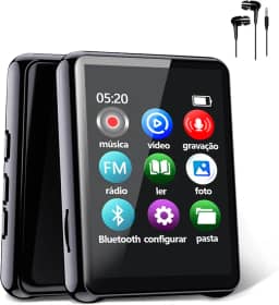 MP3 MP4 Player Music Player Bluetooth 5.0 Música Digital Portátil MP3 Player Bluetooth com Alto-falante Rádio FM Som sem Perdas HiFi Suporte TF Card de Até 128 GB Preto-FBA