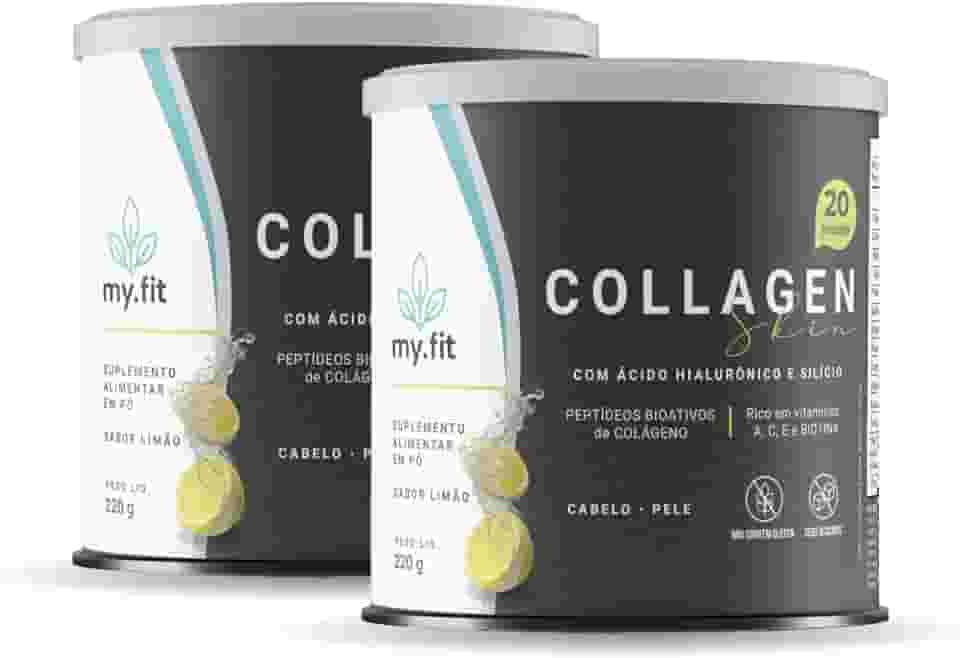 Kit 2x Collagen Skin - Colágeno Hidrolisado com Ácido Hialurônico 100mg + Biotina e Vitaminas - Fórmula Completa para Manutenção da Pele, Unhas e Cabelo
