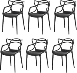 Kit 6 Cadeiras Allegra Preta Sala Cozinha Jantar