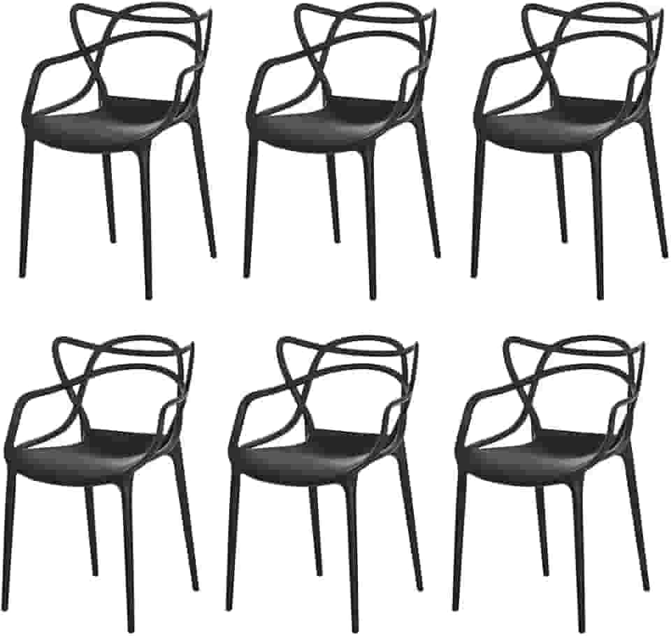 Kit 6 Cadeiras Allegra Preta Sala Cozinha Jantar