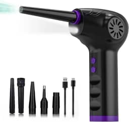 Soprador Para Limpeza Portátil Alta potência longa duração da bateria Soprador Ar Elétrico Turbo Sem Fio 60000 RPM pó Portátil para Teclado/Piano/Carro Doméstico Remoção de Poeira e Remoção de ácaros