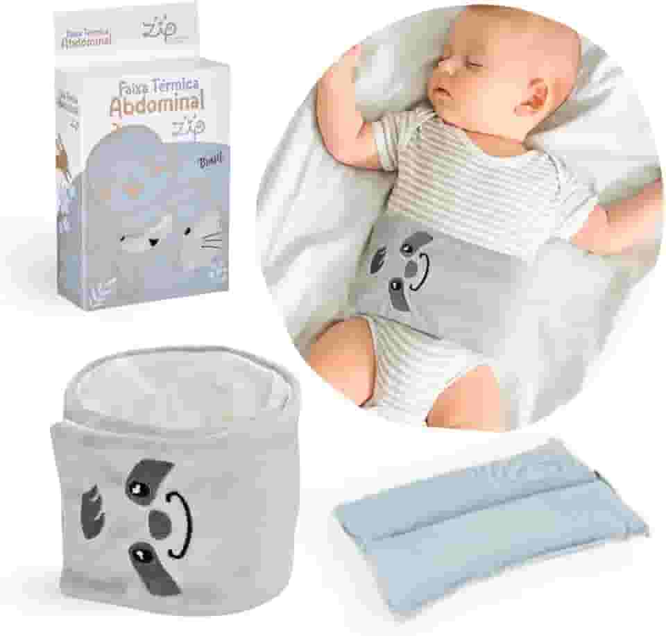 Bolsa Termica Faixa De Sementes Ervas Para Bebe Colica Gases Dor de Barriga (Cinza)