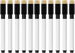 Kit 10 Canetas Preta Marcadores para Quadro Branco Magnetico Escreve e Apaga com Imã e Feltro Apagador Embutido