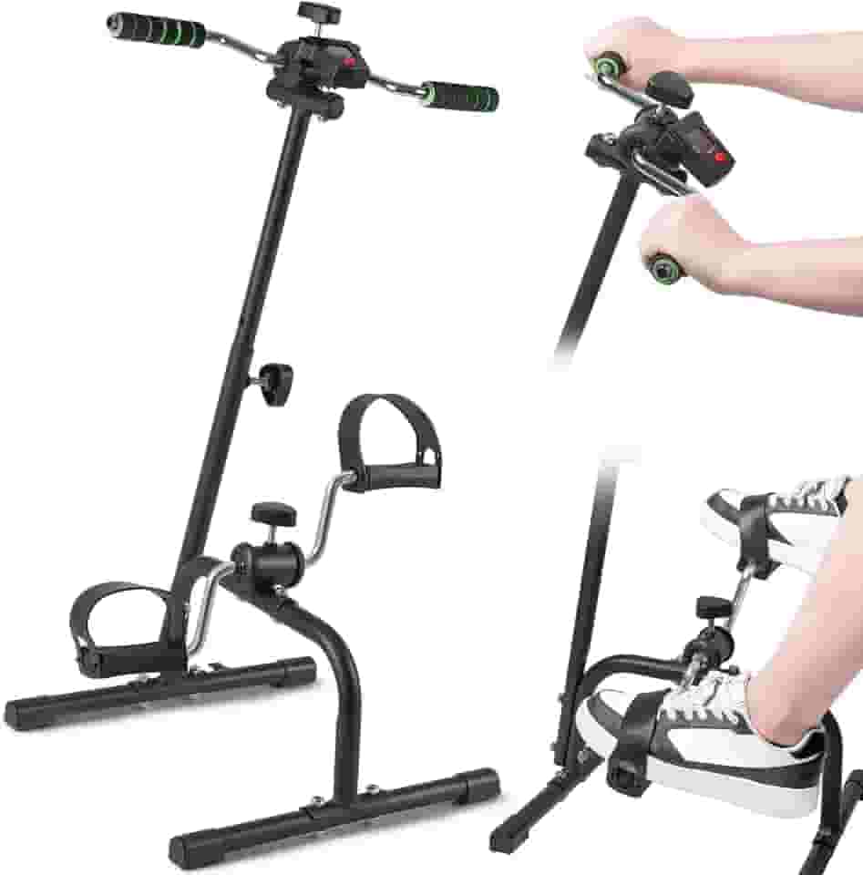 Mini Bicicleta Ergométrica para Mãos e Pés com Visor, Mini Bicicleta Ergométrica Portátil Antiderrapante para Braços e Pernas Exercício para Idosos