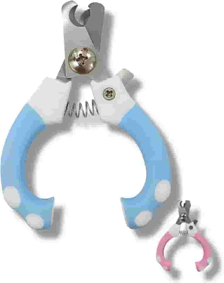 Alicate para Cortar Unhas de Animais de Estimação Pet, Gato, Cachorro, Mola em Aço, Antiderrapante, Limitador de Corte, Trava de Segurança, Cores Rosa e Azul (Azul)