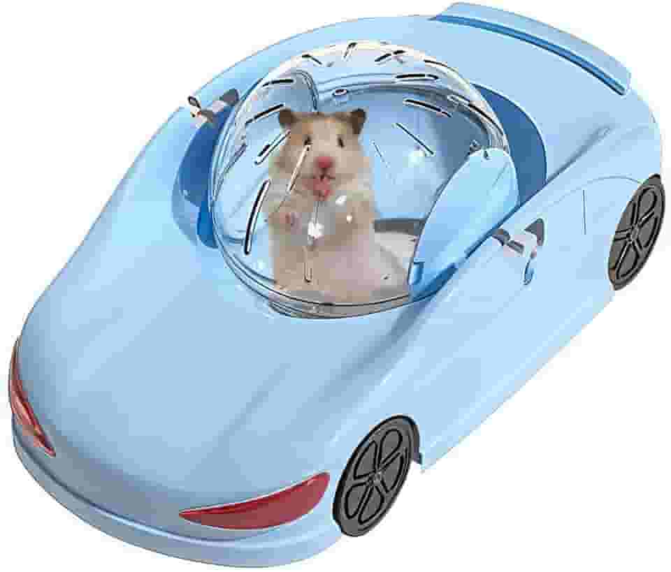 Bola de hamster de 12 cm de diâmetro, carro de exercício para hamster com cúpula transparente, brinquedo de corrida para animais de estimação pequeno, azul