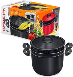 Panela Espagueteira 2 Em 1 Antiaderente Preta 6 L Dona Chefa