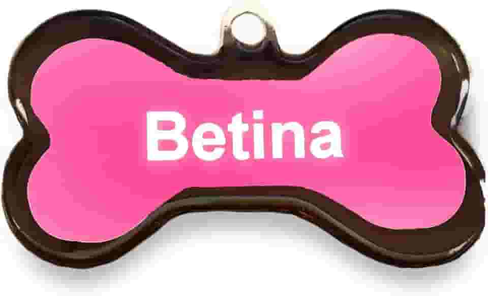 Placa de identificação Pet Personalizada - Osso Médio - Pink/Branco