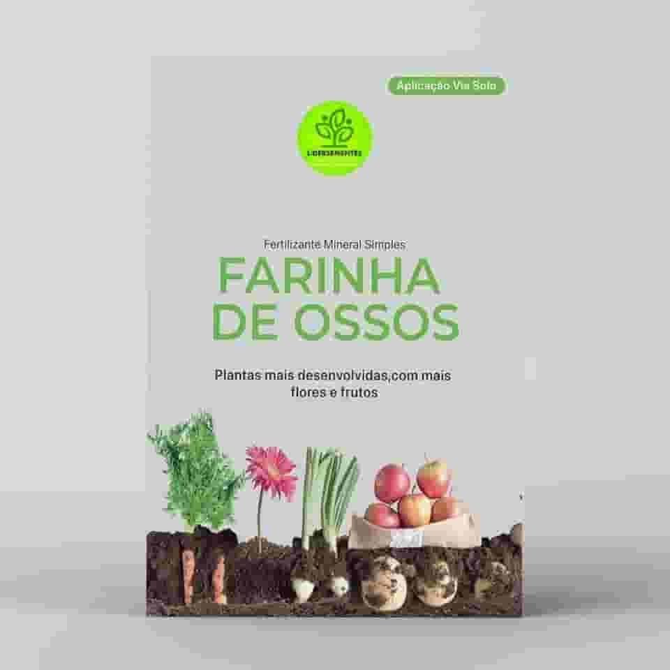 Adubo Farinha de Ossos Pura Fracionado Fertilizante Orgânico NPK Hortaliças Flores Rosas do Deserto Plantas Frutas (1, verde, 3kg)