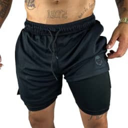 KIT 3 Short Masculino 2 em 1, Tecido Respirável com Forro Duplo, Bolso para Celular, Ideal para Academia e Corrida