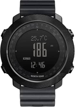 NORTH EDGE Relógios táticos Apache – Relógios militares de sobrevivência de esportes ao ar livre digitais para homens, bússola, rocha sólida, pulseira durável, rastreador de passos, pedômetro de