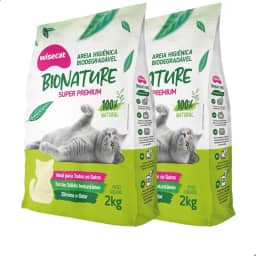 Kit 2 Areia Higiênica Biodegradável 2kg Para Gatos Sanitária BioNature Super Premium Mandioca Natural