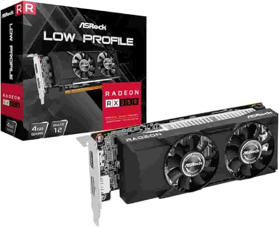 ASRock Placa gráfica AMD Radeon RX 550 de perfil baixo 4GB 128 bit GDDR5 5120 x 2880 6 Gbps Dual Fan 1100 MHz