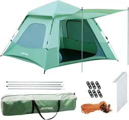 JOYFOX Barraca Automática Pop-Up 3-8 Pessoas Impermeável 210D Oxford UPF50+ com Vestíbulo e Janelas de Malha para Camping, Praia e Viagem – Montagem Instantânea