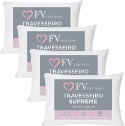 4 Travesseiros Antialérgico Toque Macio Textura Firme Lavável na Máquina Fibra Siliconada Tamanho Padrão 70x50 (4)
