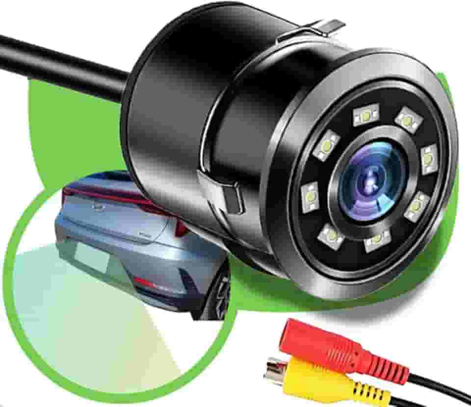 Câmera de Ré Automotiva HD 720p 8 LEDs Infravermelho Visão Noturna 170° Grande Angular à Prova d’Água Universal 12V para Carros