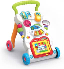 Andador de Empurrar Infantil Brinquedo Educativo para Bebê Teclado Musical Lousa Mágica Rayo