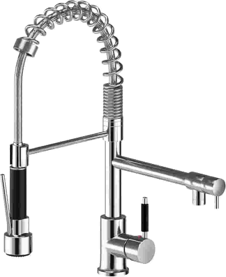 TINICO Torneira Cozinha Gourmet,Misturador Com Spray Extensor,Torneiras Misturadoras de água Quente e Fria,Giratório em 360º Dois Modos de Distribuição de água(Spray e Stream),Cromado