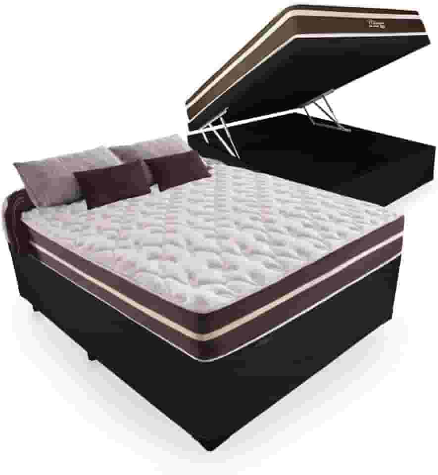 Cama Box Com Baú Casal + Colchão De Molas - Anjos - Classic Superlastic 138cm