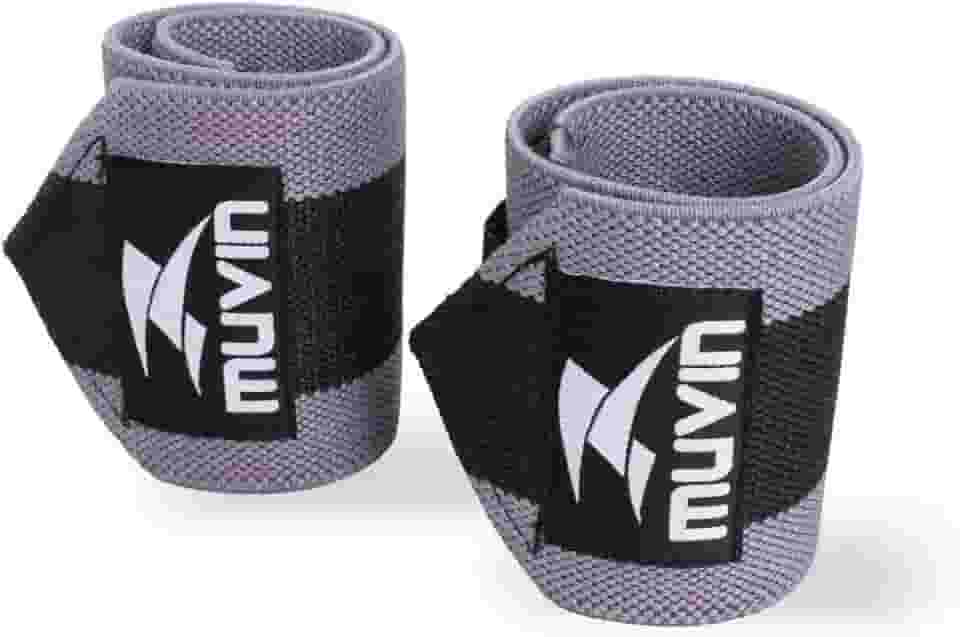Munhequeira Elástica Curta para Levantamento de Peso Muvin - Musculação - Exercício Funcional - Ideal para Pulsos Menores - Fecho de Contato Ajustável - Alça para Dedão Integrada - Com Elástico Látex