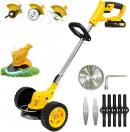 Roçadeira a Bateria 21V, 850W, com Rodas, Sem Fio, Corte Rápido e Potente