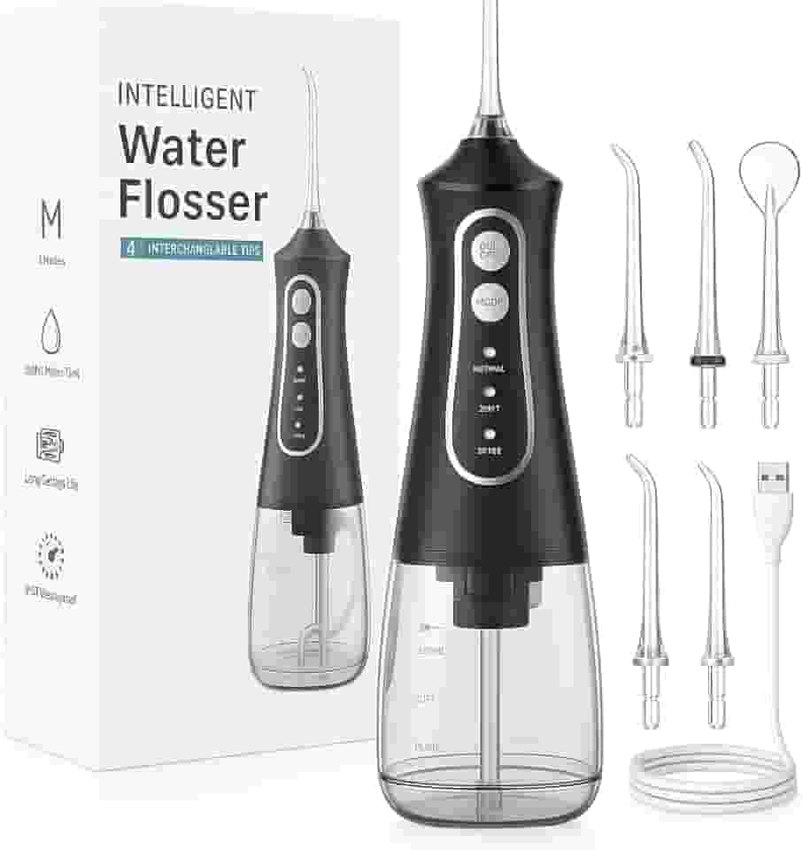 Irrigador Oral Limpeza Profunda - 3 Modos de Jato Bucal, Reservatório 330ml, Carregamento Bivolt, 5 Ponteiras, Sem Fio, Proteção Aprova Dagua, Manual do Usuário em Português