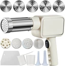 Máquina elétrica de massa, máquina de fazer macarrão portátil, máquina de macarrão sem fio, com moldes e cortador modeladores, branca
