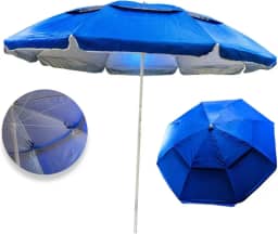 Guarda-Sol de Praia 2,4m com Sistema de Ventilação, 3 Cores, Bolsa de Transporte, Altura 2,1m