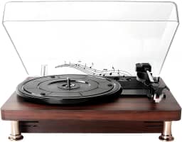 Vitrola Toca Disco Vinil Automático com Transmissão Correia Tocador Vintage Audiotecnica Velocidades 33/45 RPM Vitrola Retro Bluetooth Alto-Falante Estéreo Audio Technica Reprodução Vinil 3 Velocidad