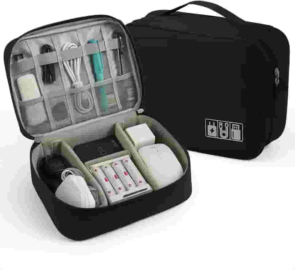 Tubarão Stores Bolsa Organizadora Estojo Para Cabos E Acessórios Eletrônicos Necessaire Portátil Organize seus Cabos, Fones e Carregador.