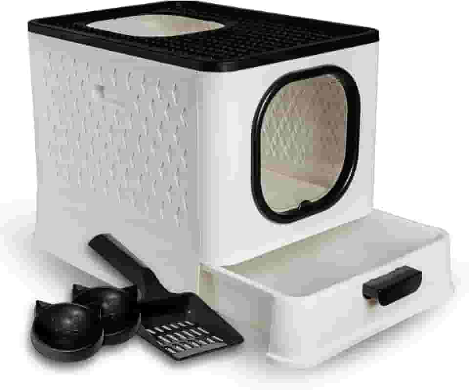 Caixa Areia Fechada Premium Gato Sandbox Higiênica Grande JelPlast (Branco)