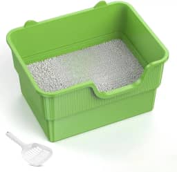 Envio de areia alta para gato grande Gigante Bandeja Areia Gato Caixa de areia para gatos semifechada(Verde)
