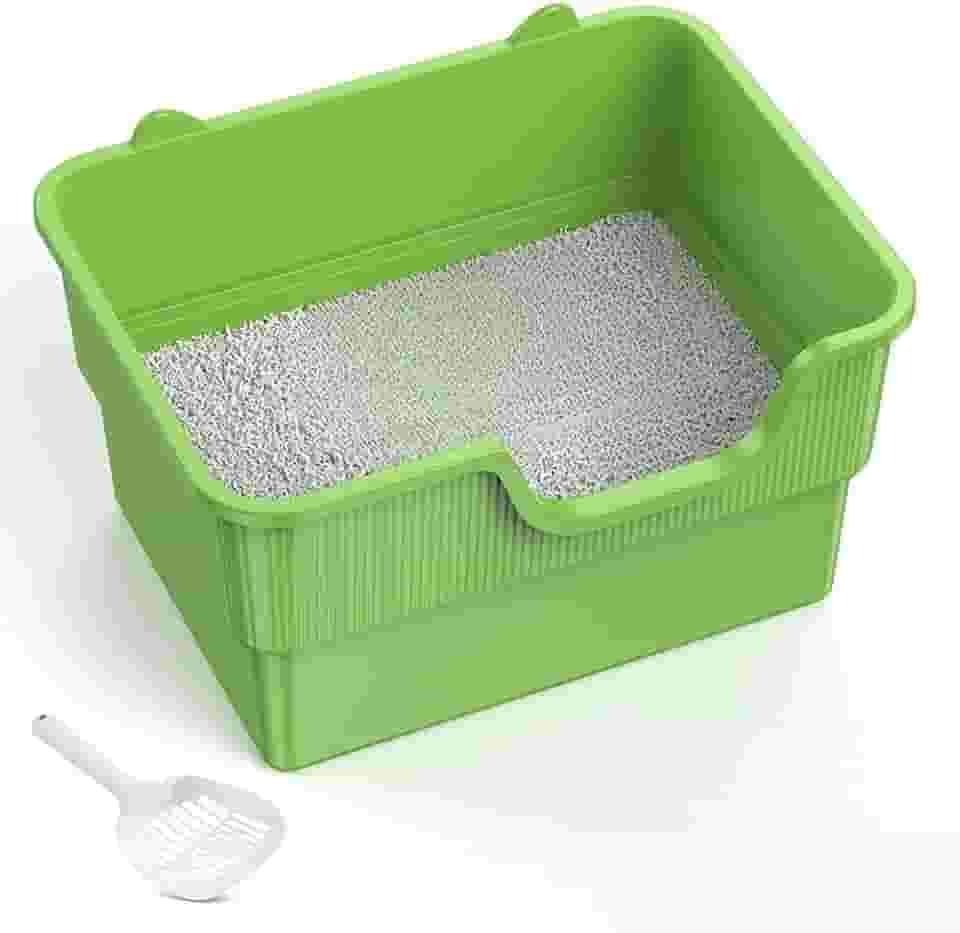 Envio de areia alta para gato grande Gigante Bandeja Areia Gato Caixa de areia para gatos semifechada(Verde)