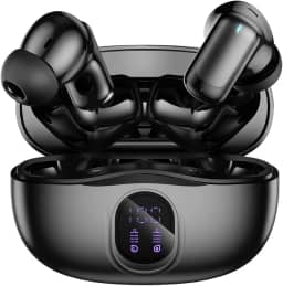 Fones de Ouvido Bluetooth Sem Fio 60 Horas de Reprodução Fones de Ouvido Esportivos IPX5 À Prova D'Água Fones de Ouvido de Graves Profundos para iOS Android, Preto