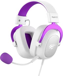 Havit Headphone Fone de Ouvido H2002d Purple, Gamer, com Microfone, Falante 53mm, Plug 3, 5mm: compatível com XBOX ONE e PS4, HAVIT, HV-H2002d Cor Roxo e Branco