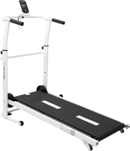 Esteira Para Caminhadas Mecânica para Exercícios, Treinos Mile Fitness, Dobrável, 3 Inclinações Ajustáveis, na Cor Preta.