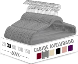 Kit 30 Cabides Veludo Slim Ultra Fino Antideslizante Com Gancho Rotativo 360°