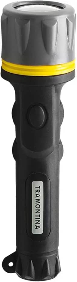 Tramontina 43757301, Lanterna Plástica Pilhas 2D, Lâmpada de Krypton Tensão 2.4V, Preto