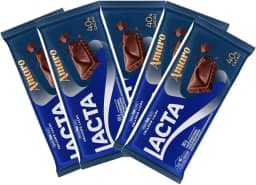 Kit com 5 barras de chocolate Lacta Amargo 40% com 80 gramas cada