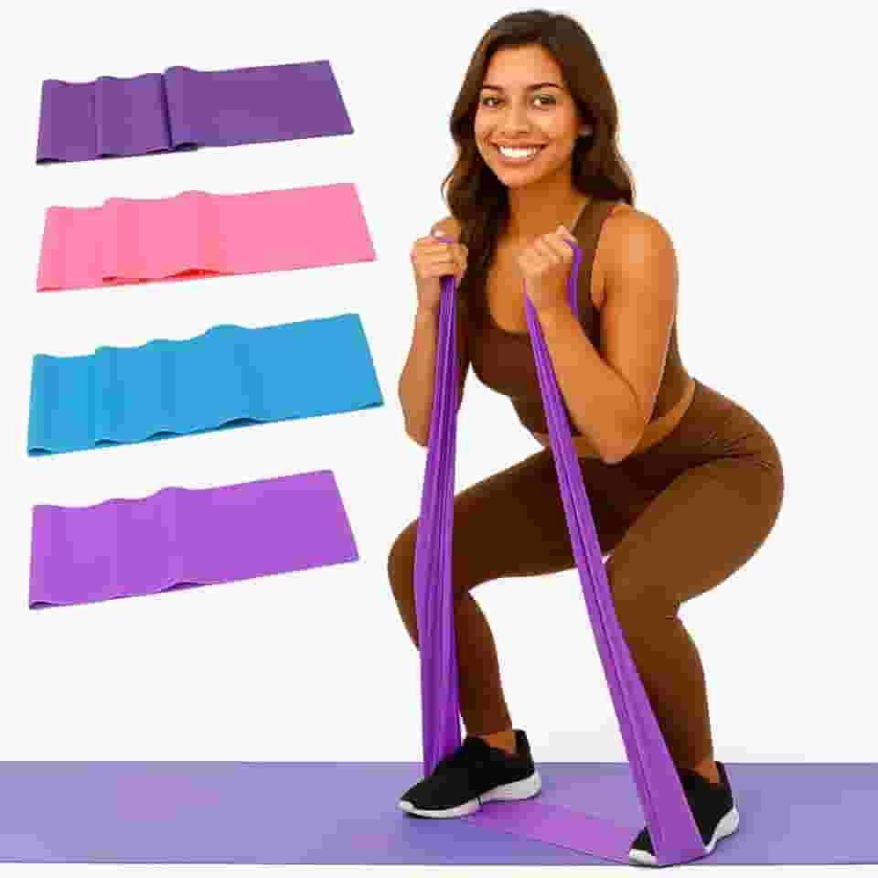Kit com 3 Faixas de Resistência Elástica para Exercícios Fitness, Yoga, Pilates, Fisioterapia e Treino Funcional - Elástico Premium de Fortalecimento