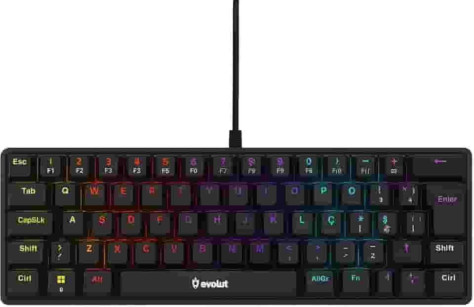 Teclado Mecânico Gamer Evolut EG223 CYPHER, 60%, Switch Brown, ABNT2, 17 Modos de LED, Anti-Ghosting 22 Teclas