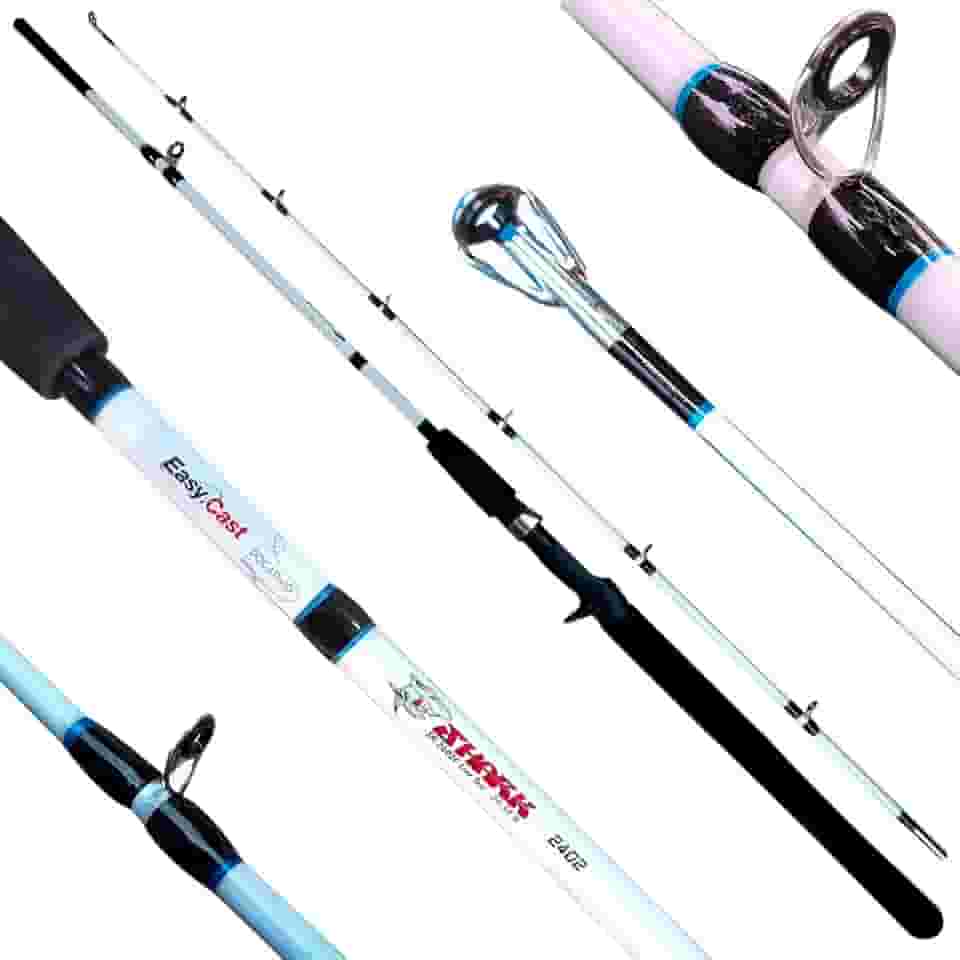 Vara para Carretilha 50lbs Ação Rápida Lumis 2,40m 8'0 Pés 2pts Fibra de vidro Maciça