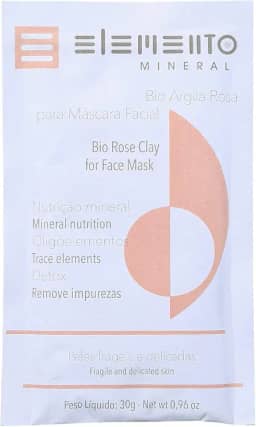 Elemento Mineral Máscara Facial Bio Argila Rosa 30g Para Peles Frágeis e Delicadas Acalma Refresca e Clarea a Pele