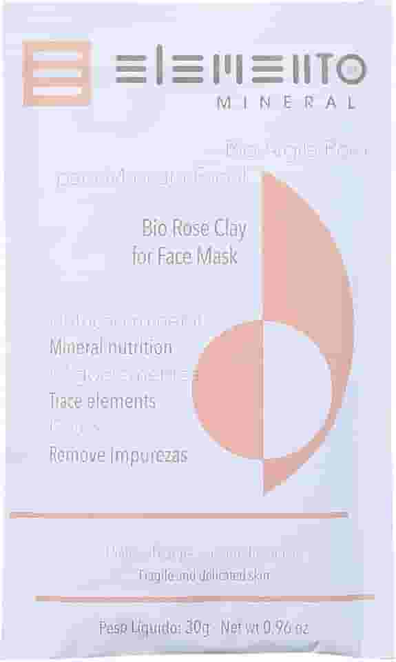 Elemento Mineral Máscara Facial Bio Argila Rosa 30g Para Peles Frágeis e Delicadas Acalma Refresca e Clarea a Pele