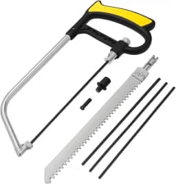 Kit Serra Manual 7 Peças, Arco de Aço Reforçado, Lâminas Intercambiáveis para Madeira, Metal e PVC, Uso Profissional e Doméstico