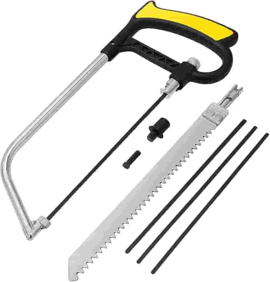 Kit Serra Manual 7 Peças, Arco de Aço Reforçado, Lâminas Intercambiáveis para Madeira, Metal e PVC, Uso Profissional e Doméstico