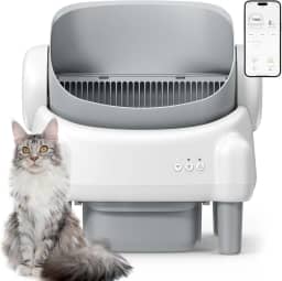 Caixa de Areia Autolimpante com Tampa Aberta, Caixa de Areia Automática para Gatos para Vários Gatos com Controle de Aplicativo, Sensor de Segurança e Forros de Areia de 2 Rolos