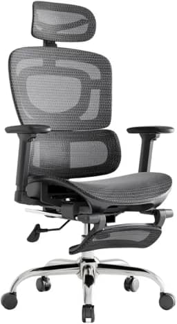 Cadeira De Escritório Ergonômica Mônaco Bt07 Luvinco Malha Respirável Com Suporte Lombar Adaptável Apoio Para Pés Retrátil Encosto Ajustável Seis Posições Suporta 200kg