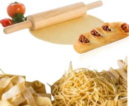 Rolo de Madeira para Massas De Macarrão Pizza Tortas Para Uso Profissional Ideal Para A Sua Cozinha Tamanho de 44 cm Rolagem Fluída