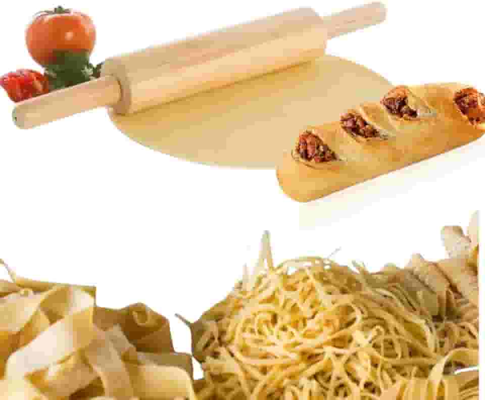 Rolo de Madeira para Massas De Macarrão Pizza Tortas Para Uso Profissional Ideal Para A Sua Cozinha Tamanho de 44 cm Rolagem Fluída